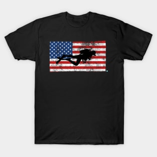 SCUBA DIVING: US Flag Scuba Diving T-Shirt